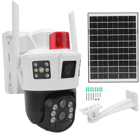 Solar-Überwachungskamera, Kabellos, für den Außenbereich, 4G SIM, Doppelobjektiv, 360° PTZ-Solarkamera für die Sicherheit zu Hause mit Nachtsicht, PIR-Bewegungserkennung