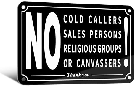TAKULA 15 * 10CM No Cold Callers Sign for Front Door,No Religious Groups,Salesman and Canvassers Signs,Stop Sign for Indoor and Outdoor Use|1 Piece