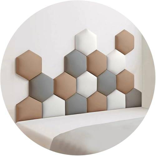 Panneaux muraux rembourrés, Rembourrage Mural pour tête de lit, Panneaux muraux Souples 3D Autocollants Anti-Collision pour Chambre d'enfant (Blanc, 120 x 70 cm)