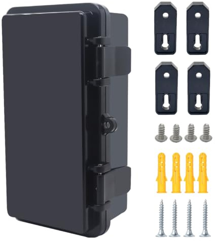 Otdorpatio Junction Box, Hinged Black Cover IP67 Waterproof ABS Project Box with Mounting Plate Electrical Box Enclosure with Wall Bracket 7.9 x 3.9 x 2.8inch(200x100x70mm)