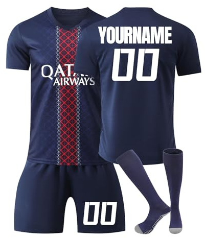 Kids Football Kit 24/25 Home/Away Personalized DIY Men's Boy's Soccer Jerseys Youth Trainshirts T Shirt, Short and Socks Set Fans Football Gifts for Boys Size Kid to Adult