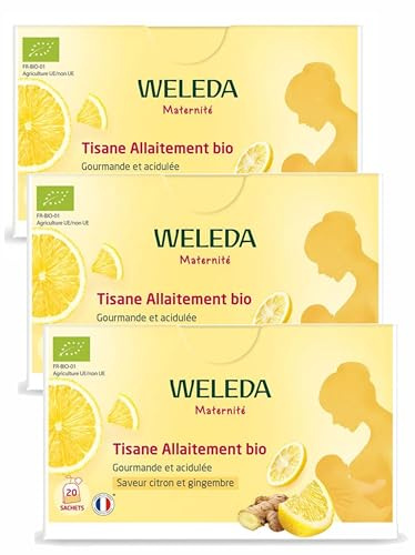 Weleda Tisane allaitement bio Citron Gingembre lot de 3 boites de 20 sachets