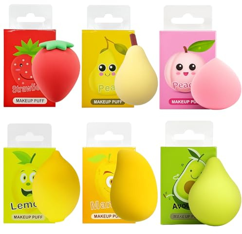 6 Stück Beauty Blender Make Up Schwamm Set, Weiche Make Up Sponge Für Perfekte Grundierung, Juicy Bomb Party Essenz, Ideal Für Reisen Und Tägliches Make Up