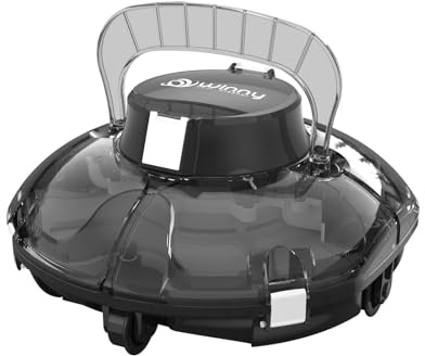 WINNY POOL CLEANER Winny 200 Poolroboter, Poolsauger kabellos mit Akku, 75 Min. Laufzeit, für Aufstellpools bis 60 m², Doppelfiltration, Automatisches Parken, Kompakt Leicht (Transparent Schwarz-Weiß)