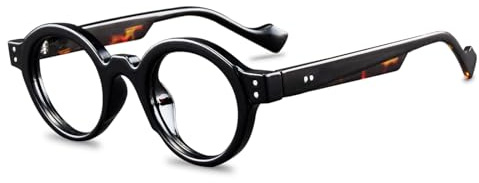 ABETOS Retro Nerd Rund Lesebrille Brille Blaulichtfilter Computer Runde Rahmen Lesehilfe Sehhilfe Herren Damen 0,0 1,0 1,5 2,0 2,5 3,0