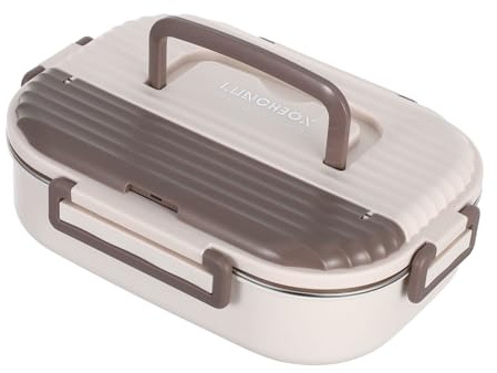 TOYANDONA Caja Bento de Acero Inoxidable con Compartimentos Divididos Hermética y Resistente Fugas para Oficina Picnic y Escuela Fácil de Limpiar y Duradera