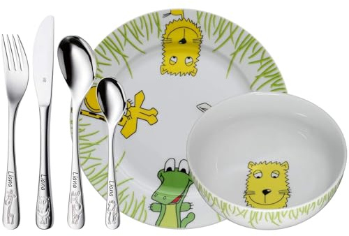 WMF Safari Kindergeschirr Set 6-teilig mit Gravur – personalisiertes Kinder Geschirr mit Namen – Geschenk für Kinder ab 3 Jahren