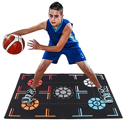 Goshyda Basket Footwork Träningsmatta, Bärbar Hopfällbar Footstep Träningsmatta, Halkfri Tyst 2 Mm Basketball Pad för Barn Under 150 Cm Bollkontroll