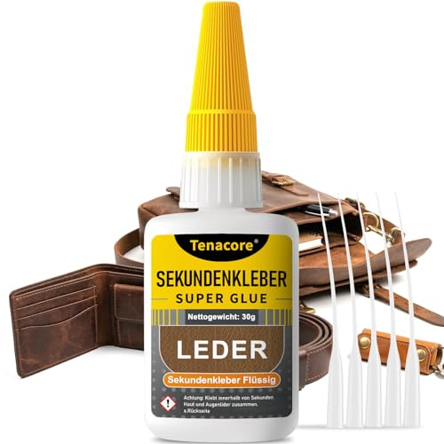 Lederkleber Extra Stark 30g, Sekundenkleber Leder Extra Stark, Superkleber mit Anti-Verstopfungskappe, Transparent Wasserfest für Lederreparatur an Schuhen, Sofas, Autositzen, Möbeln & Taschen