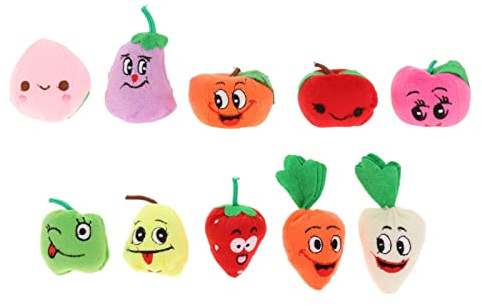JWQFBC 24 Stück Fingerpuppen Märchen Hase Schildkröte Plüsch Lernspielzeug, Obst-Set