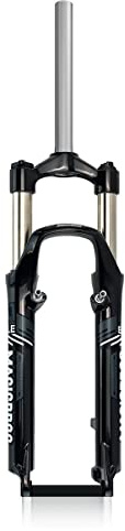 NIKANXIA Forcella Ammortizzata MTB da 26 Pollici, Escursione da 100 mm, Tubo Dritto da 1-1/8, Lega di Alluminio, bloccaggio QR da 9 mm, Freno a Disco e Freno a V(Black Grey)