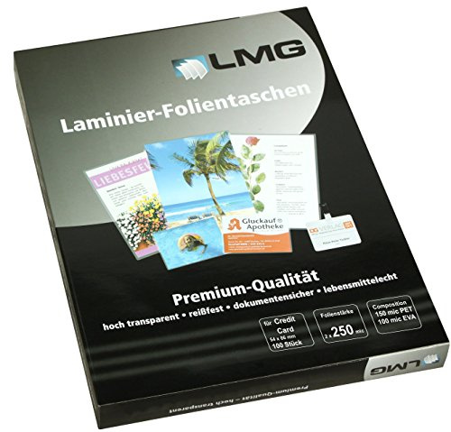 LMG LMGCC-250 Laminierfolien Credit Card, 54 x 86 mm, 2 x 250 mic, 100 Stück