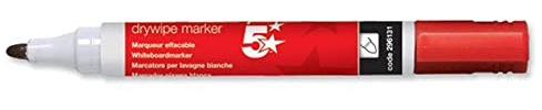5Star Red Dry Wipe Whiteboard Marker Pen for Whiteboards, Flipcharts, Memo Boards - 3mm Bullet Tip - Pack of 4