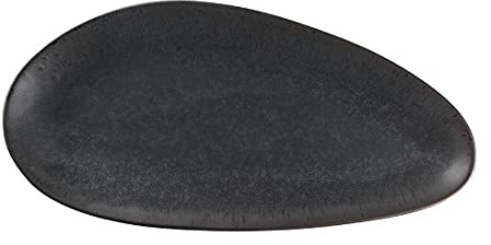 Olympia Fusion Crockery Ovales Teller-Set 357 mm/14 Zoll (4er-Pack), Schwarz/Anthrazit, Vorspeisenteller, Dessertteller, DR090