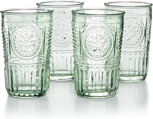 Bormioli Rocco 090802 Romantic Packung mit 4 Gläsern, Glas, Farbe Grün, 34 cl