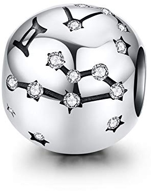 LaMenars Damen 925 Sterling Silber Charms und Perlen mit 12 Sternbildern, kompatibel mit Pandora & europäischem Armband Halskette