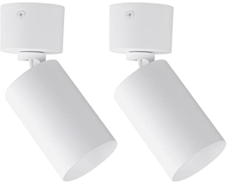 Klighten 2 Pcs Faretti a Soffitto Orientabili Bianco, Attacco GU10, Faretto da superficie in Alluminio Regolabile, Rotondo Plafoniera da Soffitto Moderna, 55 x 140 mm, Lampadina Non Inclusa