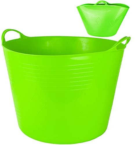 alles-meine.de GmbH Flexi & flexibel Modell + Farbwahl XXL großer - biegbarer - Aufbewahrungsbehälter mit Henkel - grün/apfelgrün - neon Farben - Gummieimer - z.B. Gartenei..