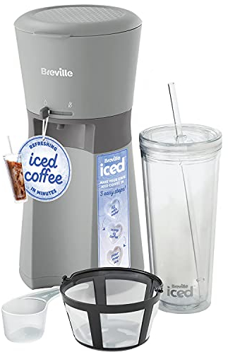 Breville Iced Coffee Maker | Single Serve Iced Coffee Machine Plus Coffee Cup with Straw | Ready in Under 4 Minutes | Grey [VCF155]