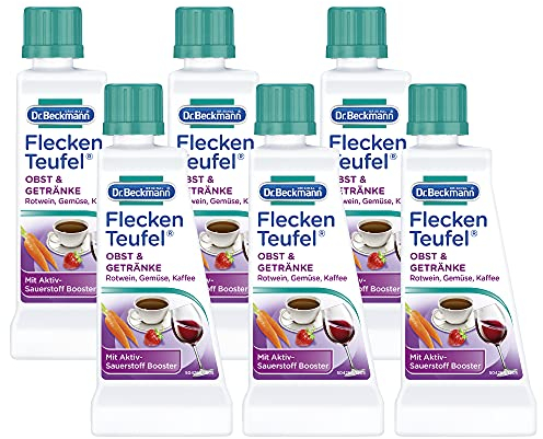 Dr. Beckmann Fleckenteufel Obst & Getränke | Spezialfleckentferner gegen Rotwein-Flecken, Kaffeeflecken, u.v.m. | 6x 50 ml
