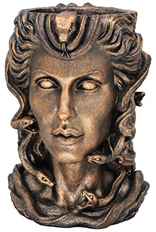 ARCPHIL Medusa Head Pflanzgefäß, Bronze-Finish, Gesichtsvase für Innenbereich, Pflanztopf mit Ablaufloch, Blumentopf für den Außenbereich, groß