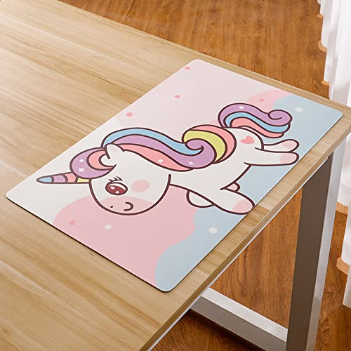 Tovagliette Americana Bambino Unicorno Rosa Tovagliette Colazione PVC Tovagliette Americana Plastica Lavabili Antiscivolo Sottopiatti Resistente Al Calore Sotto Piatti Da Tavola 30x45cm 8 Pcs
