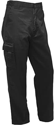 FNT Workwear Black Multi Pockets Men Cargo Combat Work Trousers Work Pants with Button & Zip Fly (36W / 29L, Black)