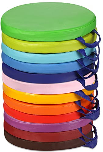 Sawysine 12 Pcs Floor Cushions Classroom Flexible Floor Seating with Handle for Kids in Home School Classroom Kindergarten Daycare Nursery (Classic Color,Round)
