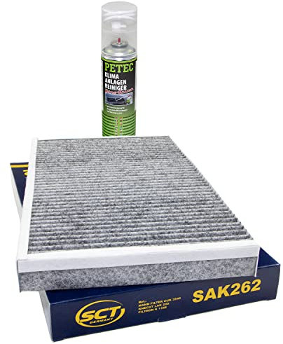 Filtre d'habitacle SAK262 + nettoyant pour climatiseurs 500 ml PETEC