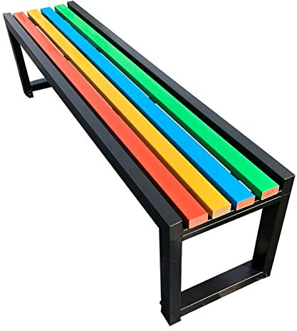 MZQMK Regenbogenfarbene Parkbank, wasserdichte Duschbank, rückenfreie Bank for Rasen, Park, Deck (Color : Black, Size : 1.2M)