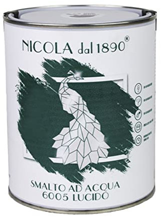 Smalto Acrilico a Base di Acqua, Per Interni ed Esterni, Made in Italy, Verde Lucido - Formato 1 lt