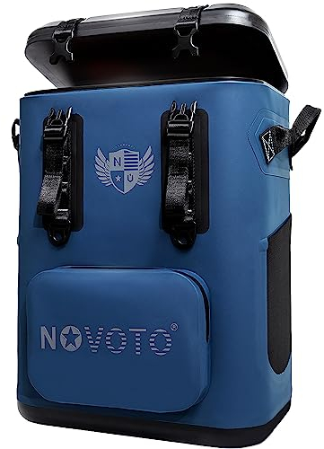 Novoto Magnetischer Rucksackkühler, 21 Quart Kapazität, blau, freihändiges Reißverschluss-Design, 5,1 cm TPU-Schaum-Isolierung, tragbar und sandabweisend
