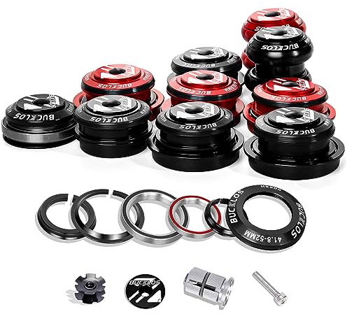 BUCKLOS 1-1/8 Bike Headset MTB Threadless 34 44 44-50.6 44-55 44-56 41.8-52mm, Straight Tapered Tube Mountain Bikes Road Bicycle Double Sealed Bearings Headsets, for Frame Fork Expander Plug Star Nut