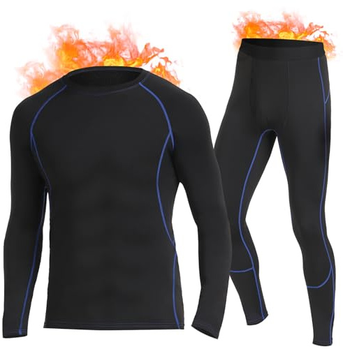 SIMIYA Thermounterwäsche Herren Warmes Funktionsunterwäsche Set Fleece | Warmes Innenfleece, Elastisch Atmungsaktiv, Idealer Winter-Layer Für Ski & Sport