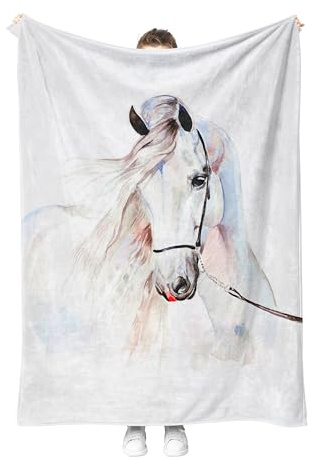 Pferd Kuscheldecke Flanell Decke Fleecedecke Flauschig Weich und Warme,3D Pferd Wohndecke Sofadecke Couchdecke Für Teens Erwachsene,Rustikale Landstil Für Bett Couch (Style 1, 130x150 cm)