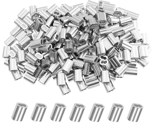 Aluminium pressögla hylsa för vajerhylsor, 200 st dubbla kabelhylsor kit, dubbla tunnor, kabelkrymphylsor (M2,2 mm)