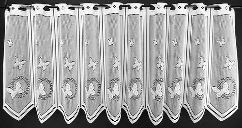 Gardinen Kranzusch Scheibengardine Schmetterlinge 45x180 cm H/B Weiß Bistrogardine Vorhang Küche 1er Pack