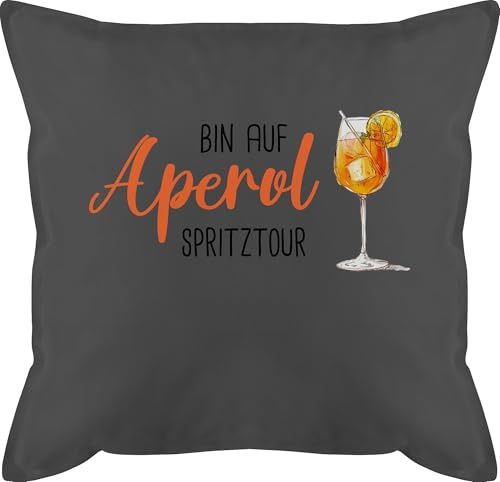 Kissen 50x50 - Karneval & Fasching - Bin auf Aperol Spritztour I JGA I Mädelsabend I Spritz Tour - 50 x 50 cm - Grau - karnevalskissen fasching- glas fastnachtskissen carnevale feiern karnevals