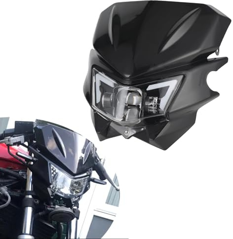 Motorrad Scheinwerfer,Motorrad Lichtmaske Verkleidung Maske-Schwarz | Tagfahrlicht Scheinwerfer Wasserdicht für KX KLR KLX 125 140 250 300 450 650 Dirt Pit Bike Dual Sport Enduro