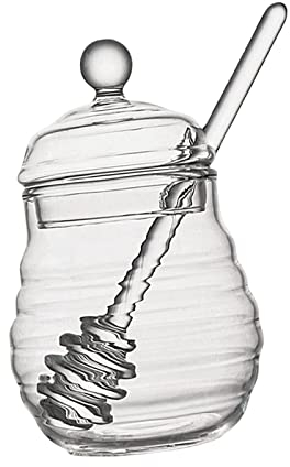 Duiaynke Transparenter Honigtopf zur Aufbewahrung von Marmelade, Sirup, Gelee, Honigflaschen, Glas, Honigglas für Esszimmer, Café, Zuhause, Küche