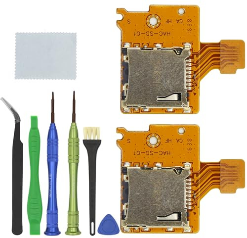 HYNNIO Confezione da 2 lettori di schede micro SD di ricambio per Nintendo Switch HAC-SD-01, slot per schede di memoria TF, ricambio per console NS