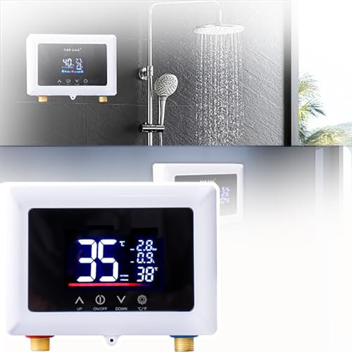 QIeAny Instant Electric Water Heater(3500W), Without Tank, 28-55℃ Temperature Control, Touch Screen/remote Control, Large Display Color Screen,Waterproof,for Kitchen/bathroom,3500W,B