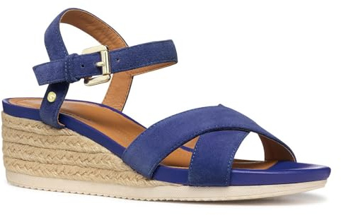 Geox D Ischia Corda B, Sandale compensée Femme, Blue,