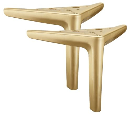 ETOPARS Möbel Beine Metall Dreieck Füße Ersatz für Kabinett Kommode Sofa Stuhl Werkbank,Pack von 2(Golden gebürstet,18cm)