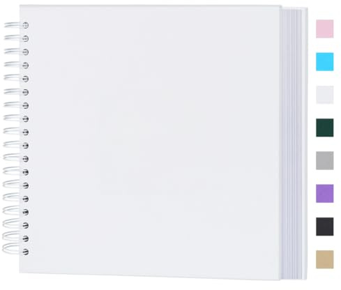 Miaikoe DIY Scrapbook Album 31.5x31.5 cm Hardcover Kraft Blank Paper Scrap Book with 40 Sheets Memory Book for Family Wedding Photography Anniversary (White)