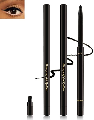 Matt Eyeliner Wasserfest Schwarz für Ältere Frauen, 2Pcs Creme Kajalstift | Langanhaltend Wischfest Eyelinerstift, Intensive Farben, Integrierter Anspitzer, Hypoallergen Makeup für Empfindlichen Augen