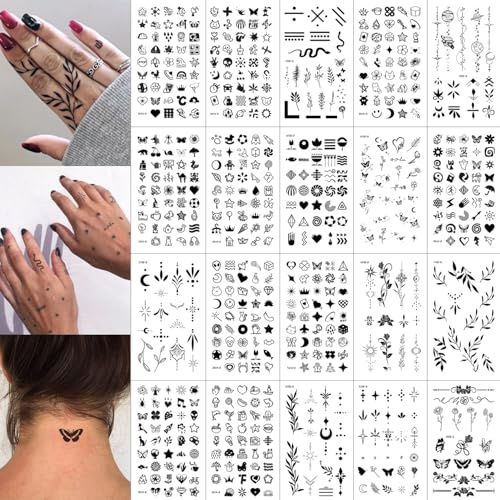 JoyfulGlam 630 PCS Small Finger Temporary Tattoo Adult Realistic Tiny Fake Tattoos For Women Bulk Mini Cute Black Long Lasting Temp Tattoos Stickers For Hand