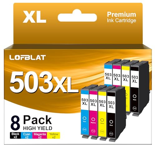 LOFBLAT 503XL XP 5200 Druckerpatronen Kompatibel für Epson 503 XL Patronen für Epson Workforce WF-2960DWF Patronen XP-5200 WF-2960DWF WF-2965DWF (8er-Pack, 2 Schwarz 2 Cyan 2 Magenta 2 Gelb)