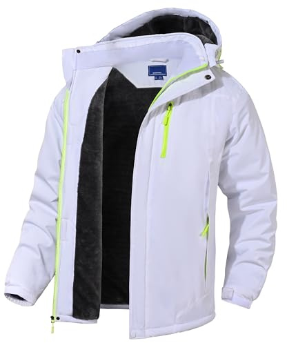 Rapoo Herren Winter Ski Schneejacke Berg Wasserdicht Winddicht Regenjacke, Weiss/opulenter Garten, M