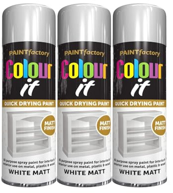 SDMAX White Matte Spray Paint, Durable & Long-Lasting, Bright And Smooth Coating, Non-Cracking, Quick-Drying, Easy To Use, Portable, Interior & Exterior Use, 250ml (3PCS)
